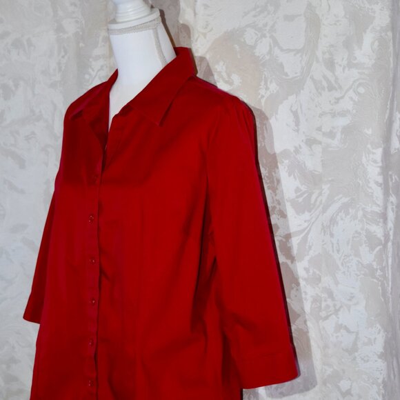 Coldwater Creek Red No-Iron Button-up Blouse | XL - Picture 2 of 5